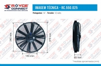 ELETROVENTILADOR UNIVERSAL PÁS RETA 14 POLEGADAS 12 VOLTS - 550025