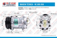 COMPRESSOR 7H15 8 ORELHAS SAIDA HORIZONTAL ENCAIXE R134A POLIA CANAL 2A 132MM 12V - 600056