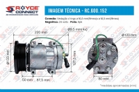 COMPRESSOR 7H15  MAQUINA CASE / CATERPILLAR POLIA 8PK 24 VOLTS OEM-1630872 SAIDA P / PRESSOSTATO - 600152