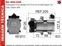 COMPRESSOR FORD FIC FS10 FX15 F250 DIESEL 12 VOLTS POLIA 126 MM 6PK - 600628