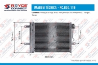 CONDENSADOR FIAT PALIO MOTOR E / TORQ / SIENA / STRADA FASE III 2009> MODELO DENSO / BEHR FLUXO PARALELO OEM-51834975 - 650119